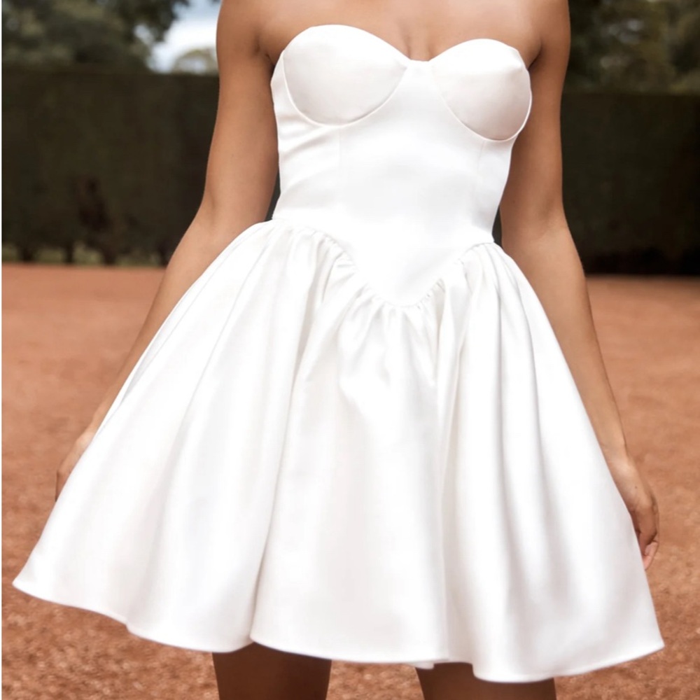 HOLLIE Structured Corset Mini Dress - White